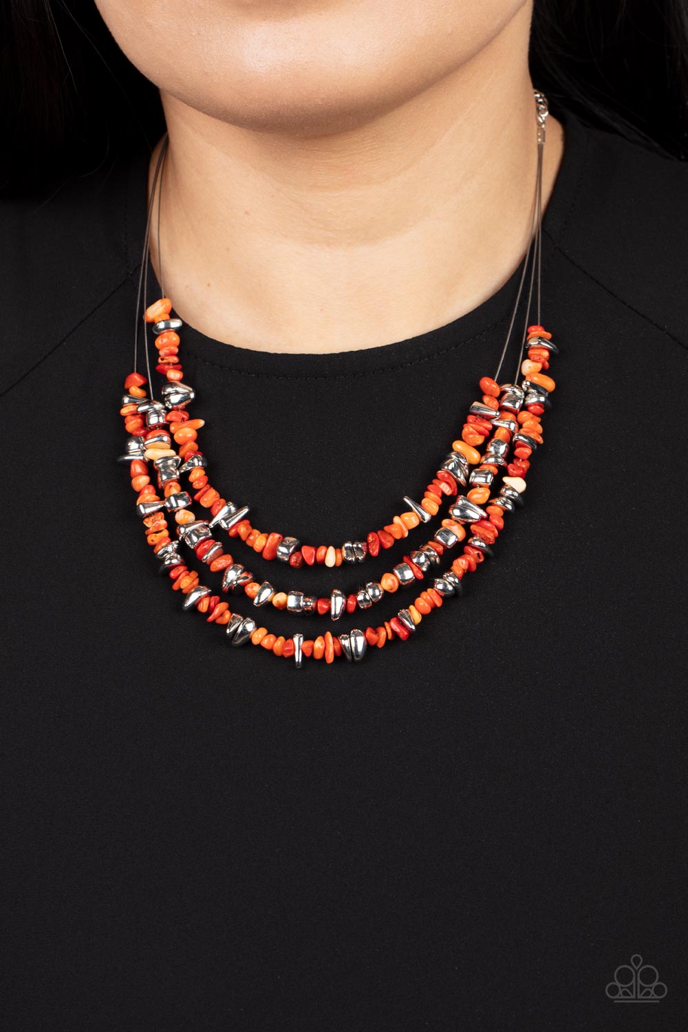 Placid Pebbles - Orange Necklace