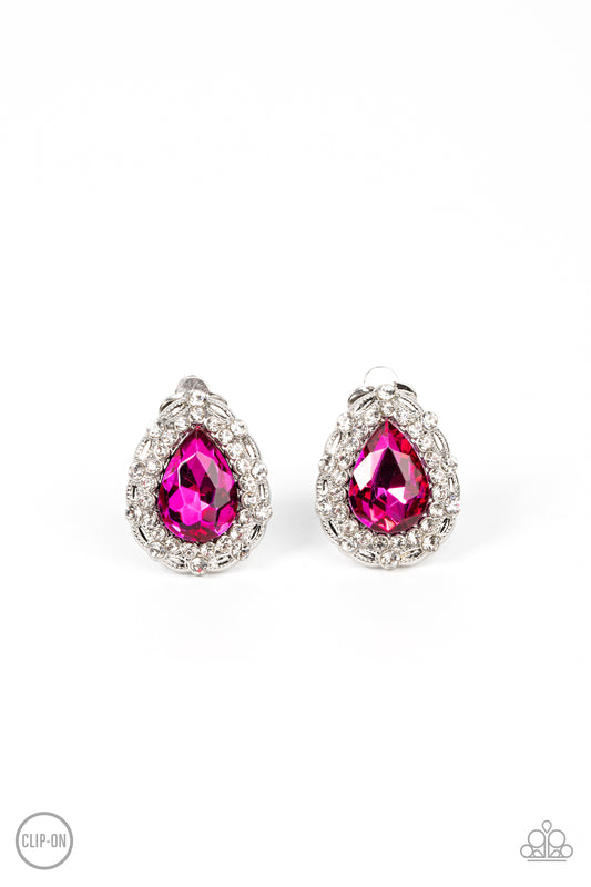 Haute Happy Hour - Pink Clip-On Earrings