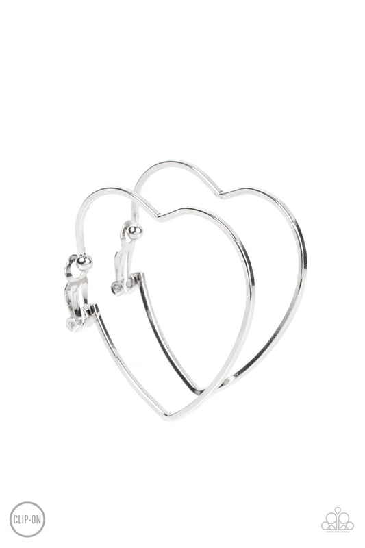 Harmonious Hearts - Silver Clip-On Earrings